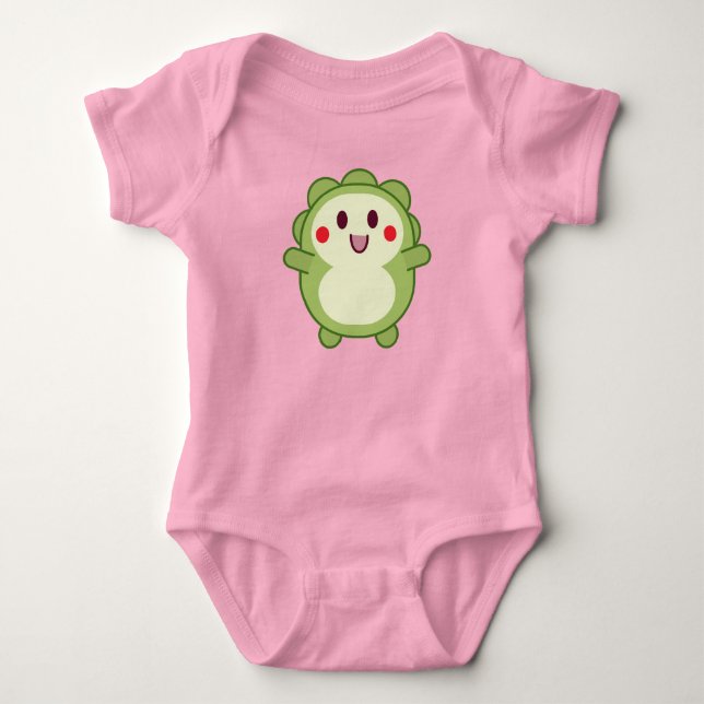 Body Para Bebê Kawaii Dinossaur Bebê Roupa Rosa (Frente)