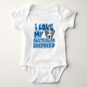 Body Para Bebê Kawaii eu amo meu pastor do australiano de Merle