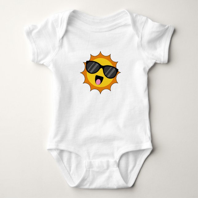 Body Para Bebê Kawaii Happy Sun com óculos escuros (Frente)
