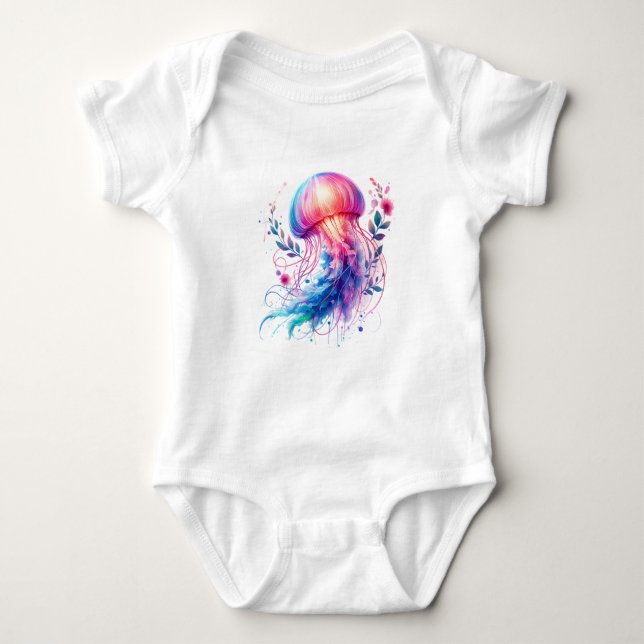 Body Para Bebê Kawaii Jellyfish Illustration | Cute Creature Art (Frente)