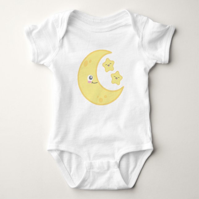 Body Para Bebê Kawaii Moon e Stars Clothing (Frente)