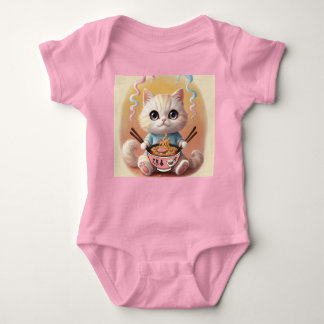Body Para Bebê Kawaii Ramen Cachorro Gato Bebê Bodyfato - Nó Ador