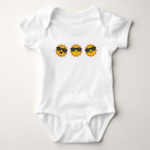 Body Para Bebê Kawaii Sun com óculos Sunglass Happy Emoji Faces