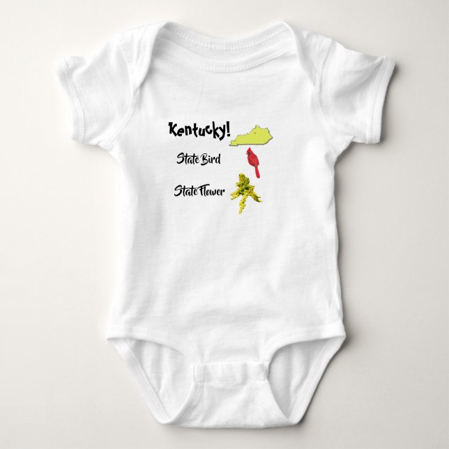 Body Para Bebê Kentucky Map State Bird & Flower (Frente)