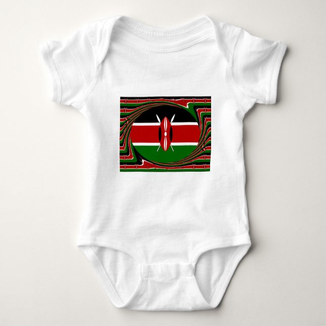 Body Para Bebê Kenya Flag Art - Patriotic & Modern Design (Frente)