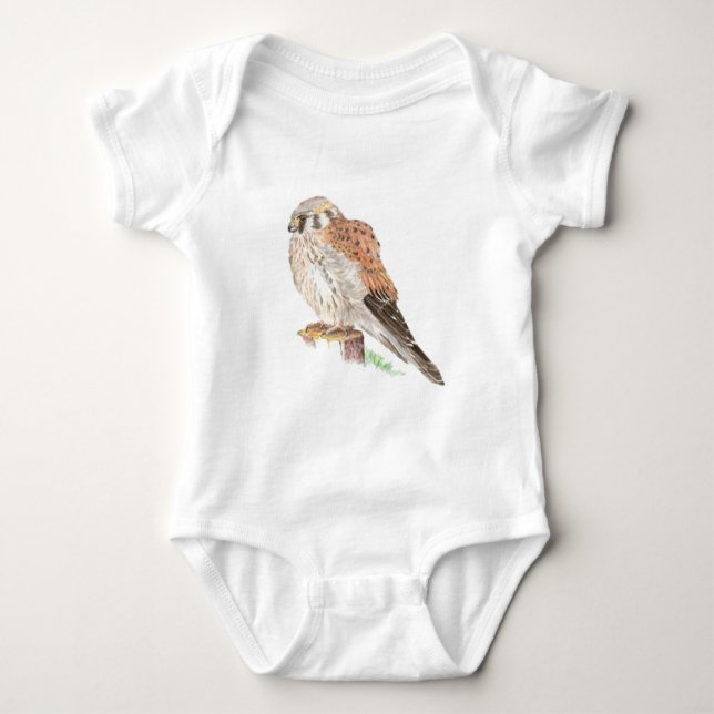 Body Para Bebê Kestrel Sparrow Hawk, Watercolor Bird (Frente)