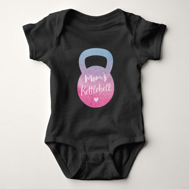 Body Para Bebê Kettlebell da Mamãe, Kettlebell Gradiente Rosa e A (Frente)
