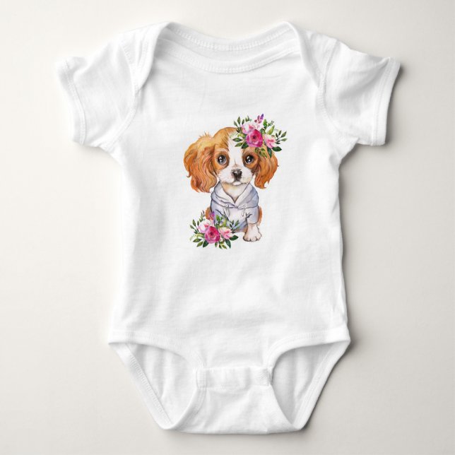Body Para Bebê King Charles Cavalier Puppy Baby Bodycase (Frente)