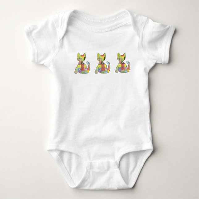Body Para Bebê Kit de Patchwork Kitten Infant Creeper (Frente)