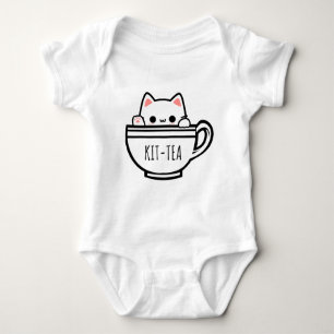 Body Para Bebê Kit Tea Funny Cat Pun Kawaii Cat