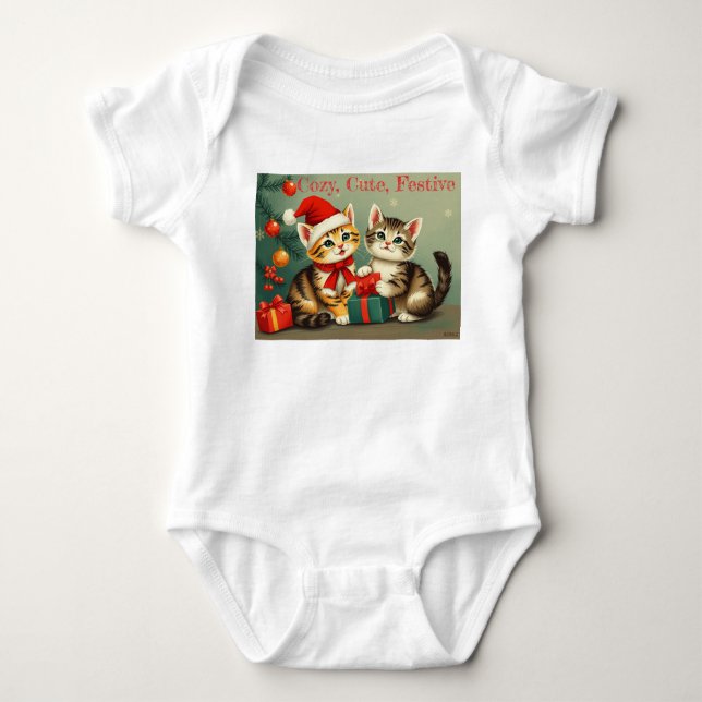 Body Para Bebê Kittens Natal Bebê Roupa de Porte. (Frente)