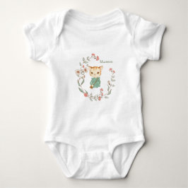 Body Para Bebê Kitty Cat Floral Personalizado Nome Girly