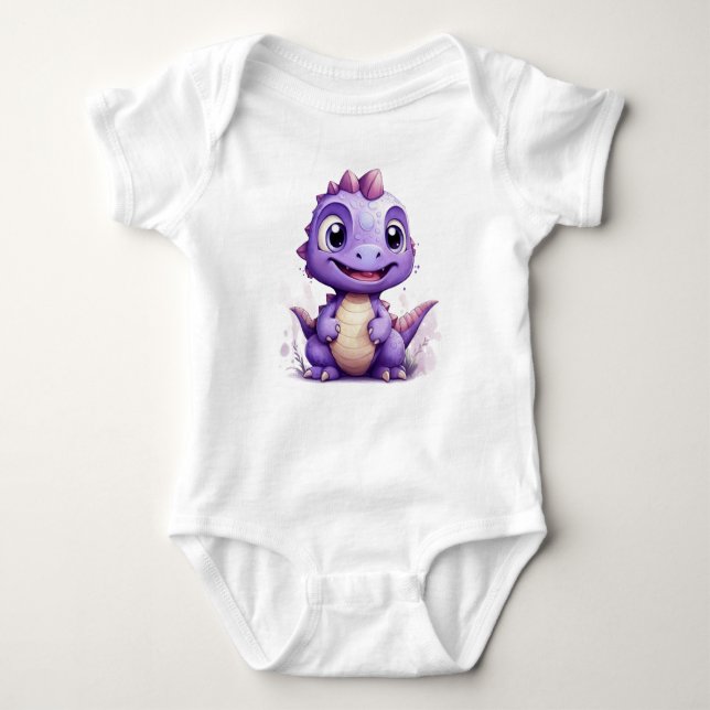 Body Para Bebê Kleine Paarse Dino (Frente)
