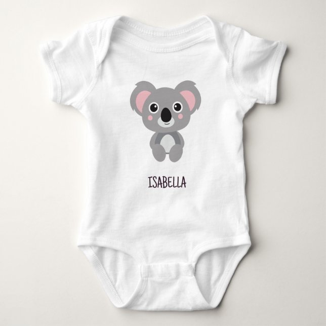 Body Para Bebê Koala Bear Cute Girls Name (Frente)