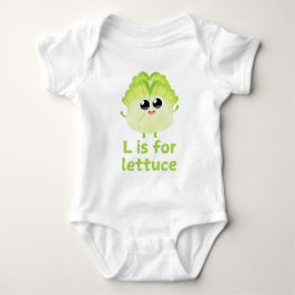 Body Para Bebê L é para LETTUCE Green Veggie Alphabet L