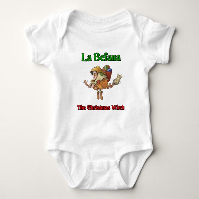 Body Para Bebê La Befana a bruxa do Natal. (Frente)
