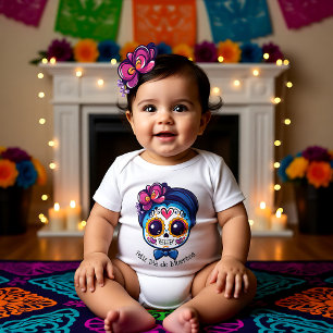 Body Para Bebê 🌹 La Catrina Dia de Muertos em azul 🌹