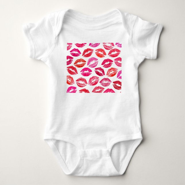Body Para Bebê Lábios vermelhos definidos, fundo branco. (Frente)