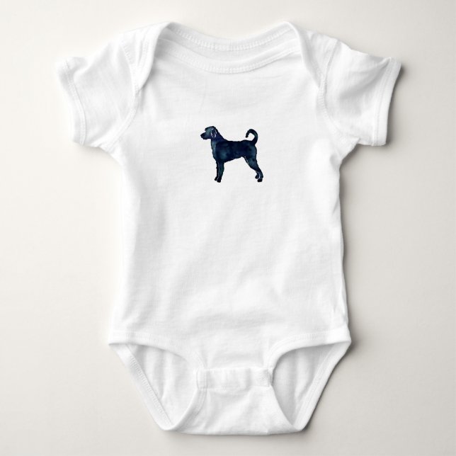 Body Para Bebê Labradoodle Dog Breed Silhouette Black Watercolor (Frente)
