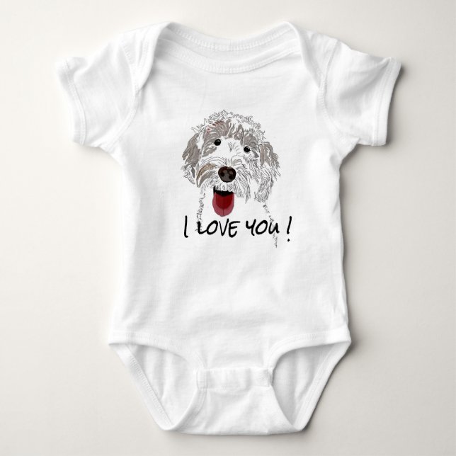 Body Para Bebê Labradoodle eu amo você (Frente)
