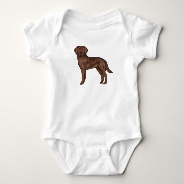 Body Para Bebê Labrador Retriever Cartoon de Labrador Chocolate C (Frente)