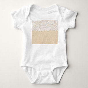 Body Para Bebê Lace branco sobre design de tecido.