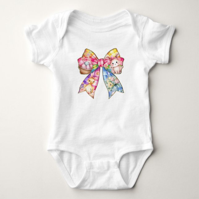 Body Para Bebê Laço Coquete de Páscoa Colorido (Frente)