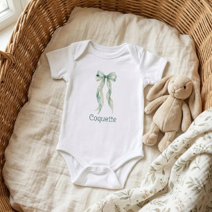 Body Para Bebê Laço Coquete em Aquarela Azul Turquesa Chic LPM26