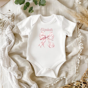 Body Para Bebê Laço Coquete Rosa e Pérolas