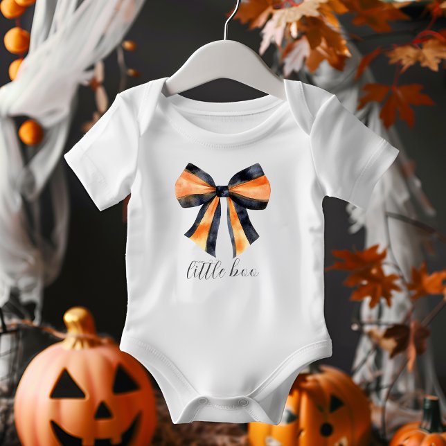 Body Para Bebê Laço de Coquete Preto Laranja de Halloween Little  (Criador carregado)