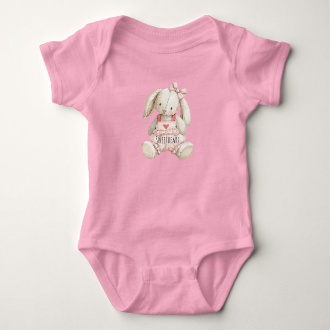 Body Para Bebê Laço de Coração de Coelhinho Fofo (Frente)