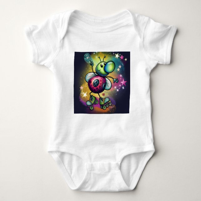 Body Para Bebê Ladybug Roller Disco Baby Bodysuit (Frente)