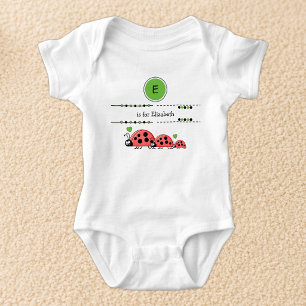 Body Para Bebê Ladybugs adiciona nome preto e verde