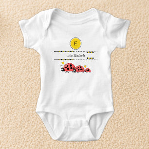 Body Para Bebê Ladybugs adicionam nome preto e amarelo
