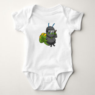 Body Para Bebê Lagarta como Ninja com Espada