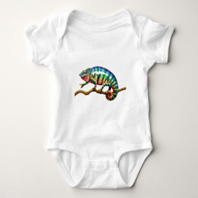 Body Para Bebê Lagarto do camaleão da pantera (Frente)