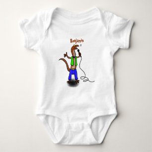 Body Para Bebê Lagarto engraçado cantando com desenhos de microf