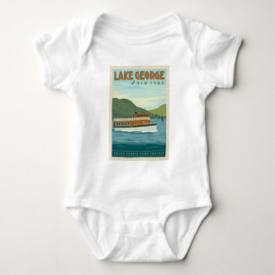 Body Para Bebê Lago George, Nova York Vintage Boat