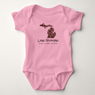 Body Para Bebê Lago Michigan - humor - design de pedras de Petosk