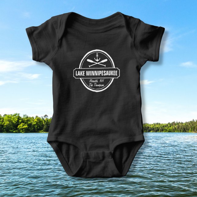 Body Para Bebê Lago Winnipesaukee NH cidade personalizada, nome,  (Criador carregado)