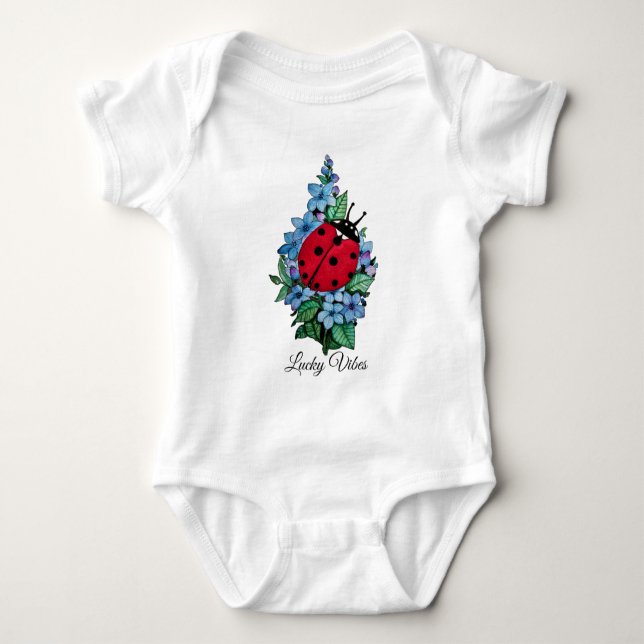 Body Para Bebê Lagybird Cute De Cana-De-Vinho Com Flores Selvagen (Frente)