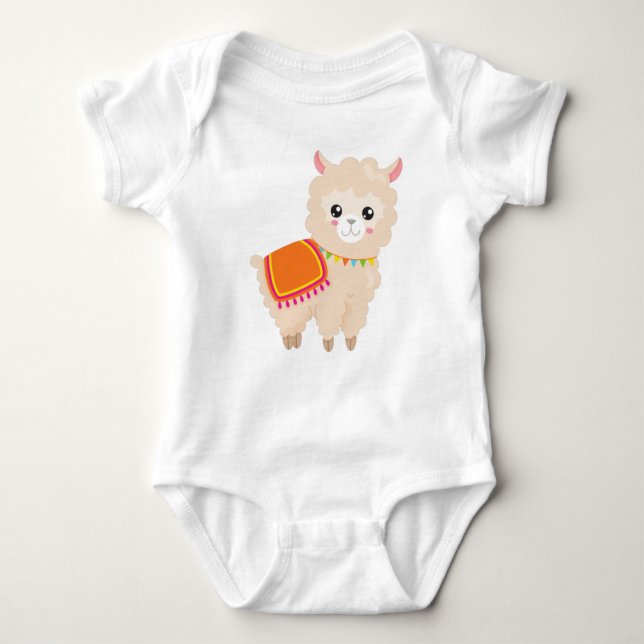 Body Para Bebê Lama mexicano, Cute Llama, Cute Alpaca, Baby Lama (Frente)