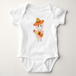 Body Para Bebê Lama Mexicano, Cute Llama, Sombrero, Violão