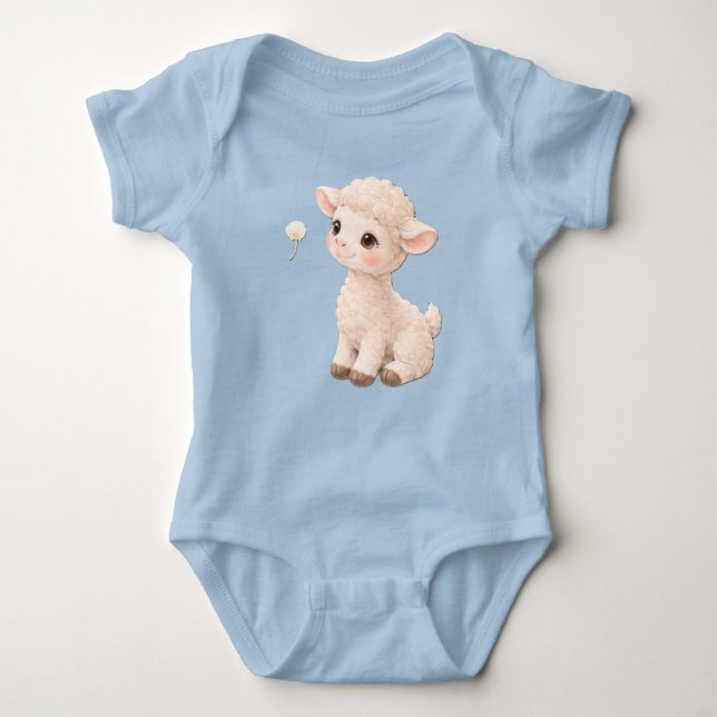 Body Para Bebê Lamb Baby Bodysuit – Soft Farm Baby Outfit (Frente)