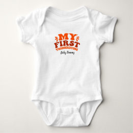 Body Para Bebê Laranja Outono Retro Meu Primeiro Dia de Ação de G
