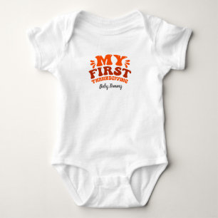 Body Para Bebê Laranja Outono Retro Meu Primeiro Dia de Ação de G