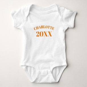 Body Para Bebê Laranja personalizado nome ano número fofo customi