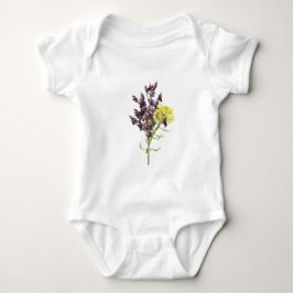 Body Para Bebê Lavanda e Design Botânica Amarelo