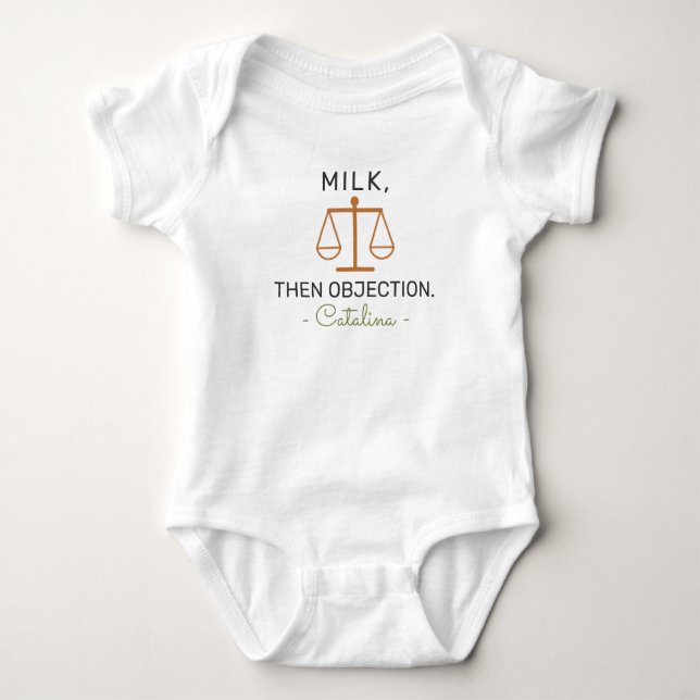 Body Para Bebê Lawyer Baby Announcement Milk Then Objection - Law (Frente)