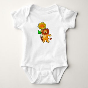 Body Para Bebê Leão com girassol florescente
